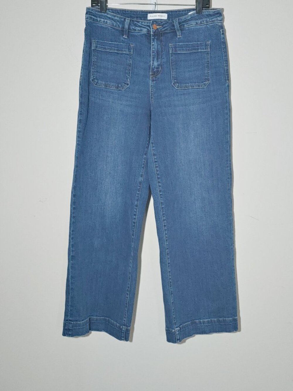 Flying Monkey High Rise Wide Trouser Jeans Wash Blue Size 30